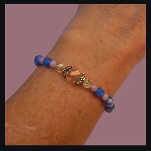 HANDMADE Jade Chinese Crystal Czech Glass Beaded Princess Toggle Bracelet
